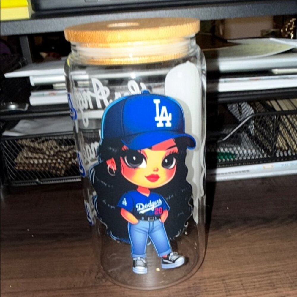 Themed Glass Cup with Cartoon Design